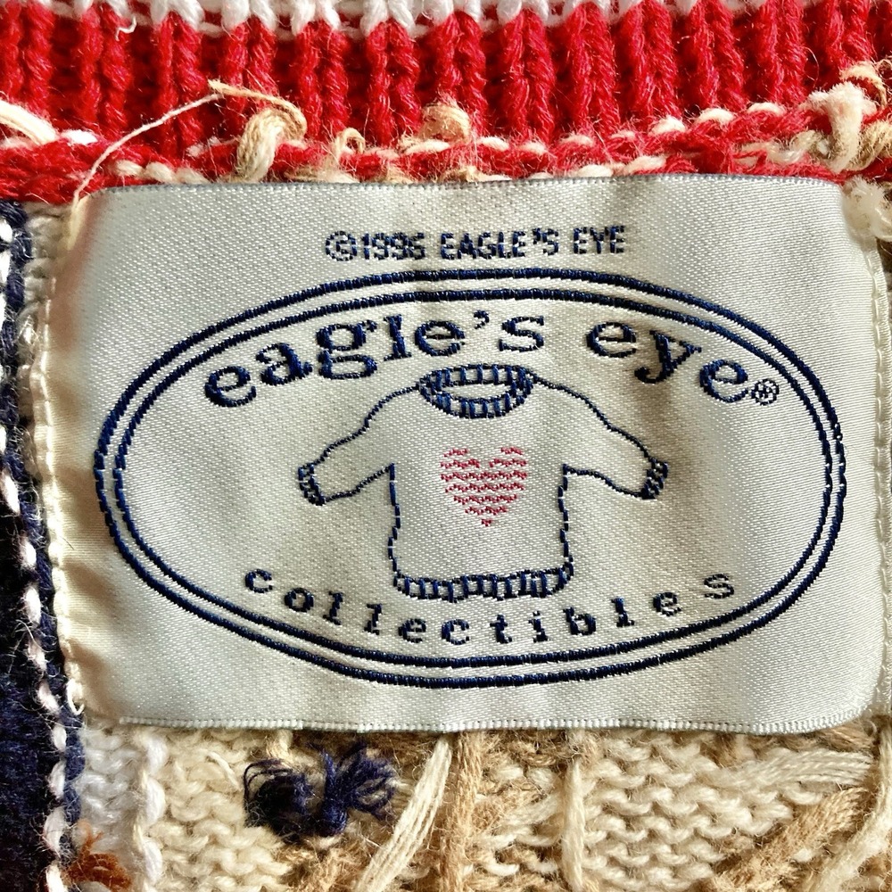 Vtg 1996 Eagles Eye Hand Knit Sweater Vest 3D Americana Marching Band USA Med - Picture 9 of 16